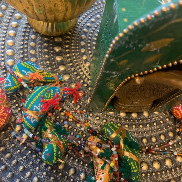 Textile Birds , beaded with bell wall hanging decor Made in India ( Set 2) - Picture 6 of 8